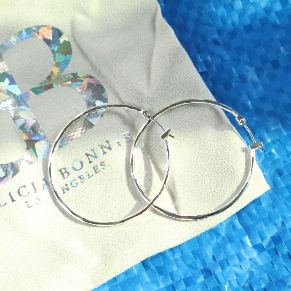Alicia Bonnie Amoura Silver Faceted Hoop Earrings